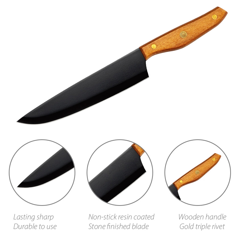 مقبض خشبي 6PCS سكين الشيف مجموعة مع مبراة سكين على حامل خشبي